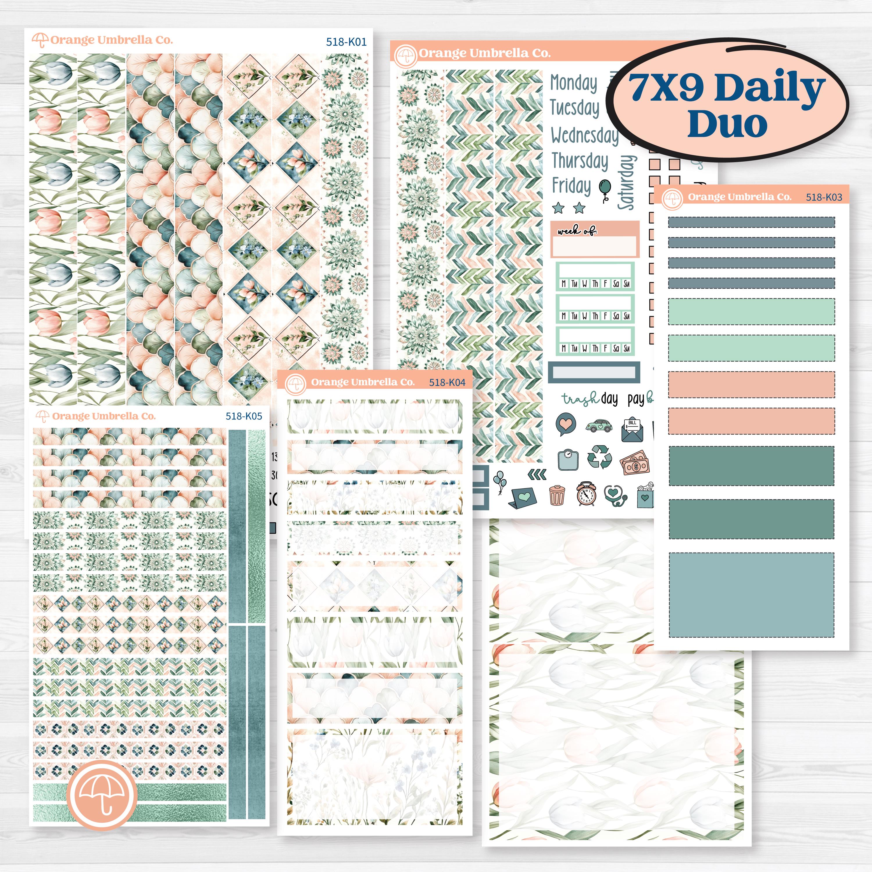 Spring Floral Kit | 7x9 Erin Condren Daily Duo Planner Stickers ...