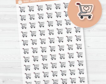 Hand Doodled Shopping Cart Icon Planner Stickers | Clear Matte | I-464-BCM