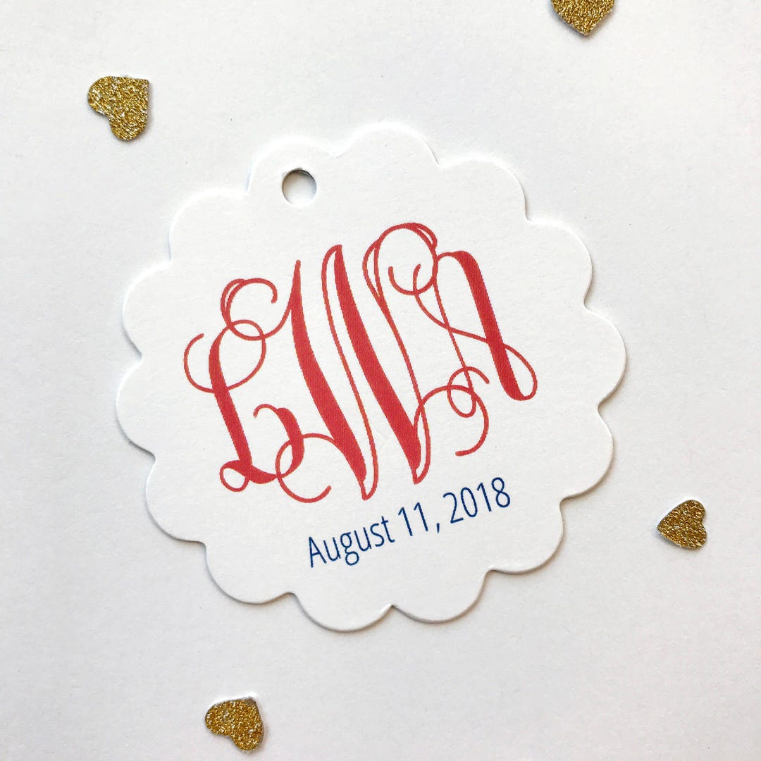 Monogram Tag Monogram Paper Tags, Monogrammed Tags, Wedding Favor Tags (SC-155) - Etsy