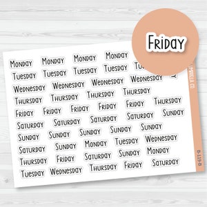 Day of the Week Header Script Planner Stickers | F3 | B-119-B