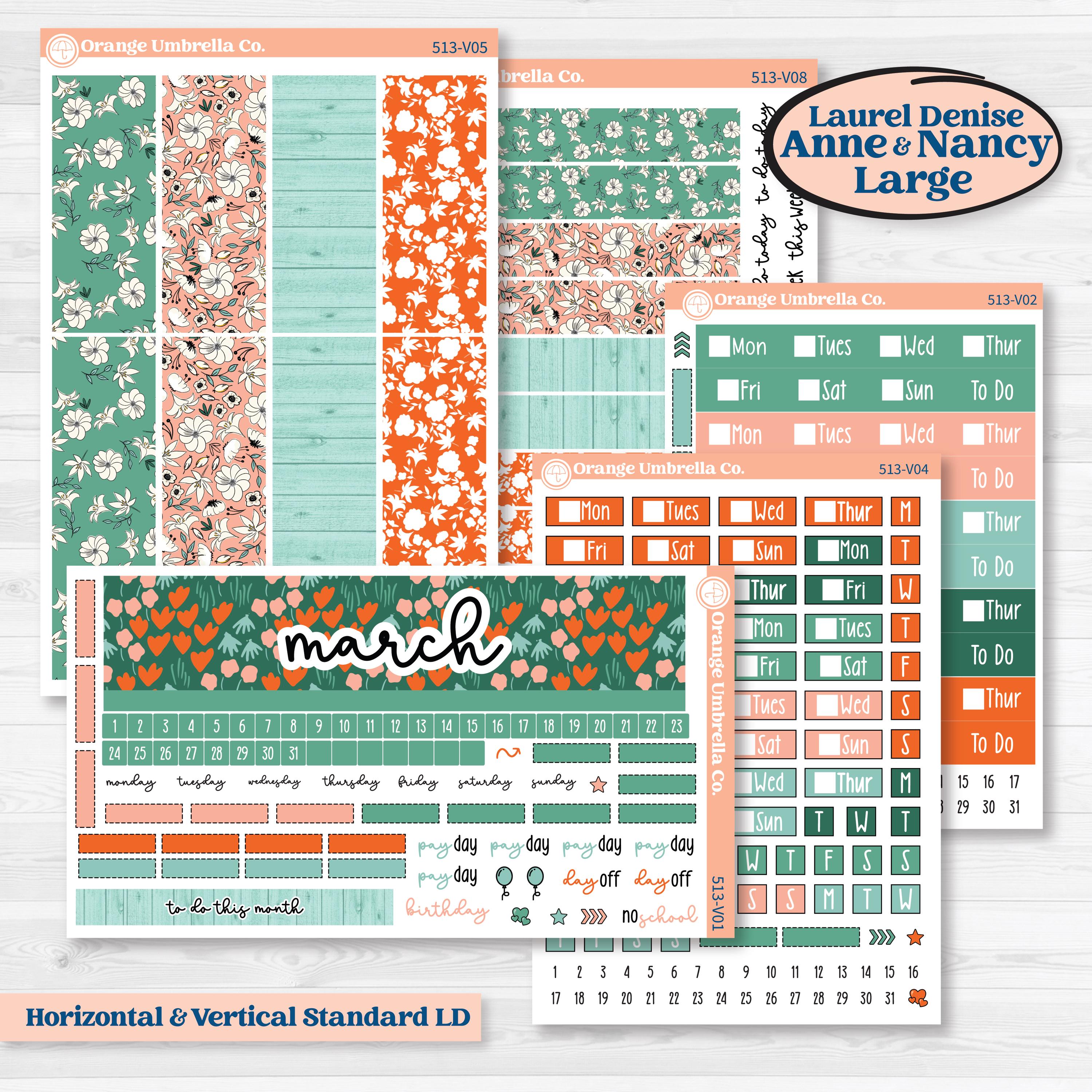 Playful March Florals | Laurel Denise Nancy Large & Anne Large Planner ...