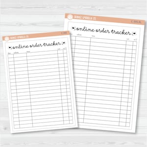 Online Orders Tracker Full Page Dashboard |  A5 & 7x9 Deco Planner Stickers | C-395