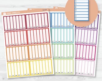 LIQUIDACIÓN / Pegatinas para planificador de seguimiento de hábitos de barra lateral, etiquetas en blanco para seguimiento, impresión a color brillante, B-334-B-336