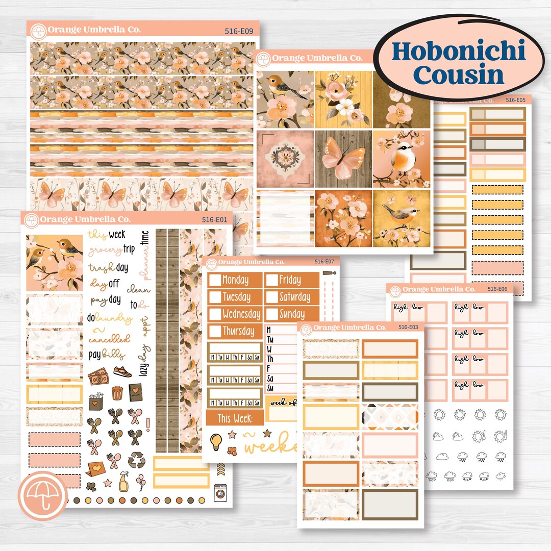 Spring Birds | Hobonichi Cousin Weekly & Daily Planner Kit Stickers ...