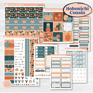 CLEARANCE | Bold Pumpkin Planner Kit | Hobonichi Cousin Weekly & Daily Planner Kit Stickers | Perfect Pumpkin | KIT-404-E