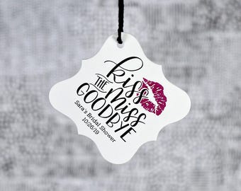 Kiss The Miss Goodbye, Bridal Shower Tags, Bridal Shower Favor Tags, Wedding Favor Tags, Bridal Shower Hang Tags  (FS-396)