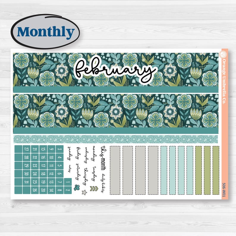 Soft Blue Florals Kit | Laurel Denise Scout Large Planner Kit Stickers ...