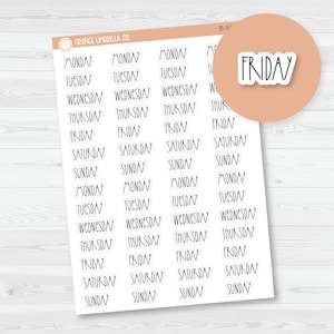 Hobonichi Cousin Day Of Week Header Script Planner Stickers | FC12 Print | B-562-B
