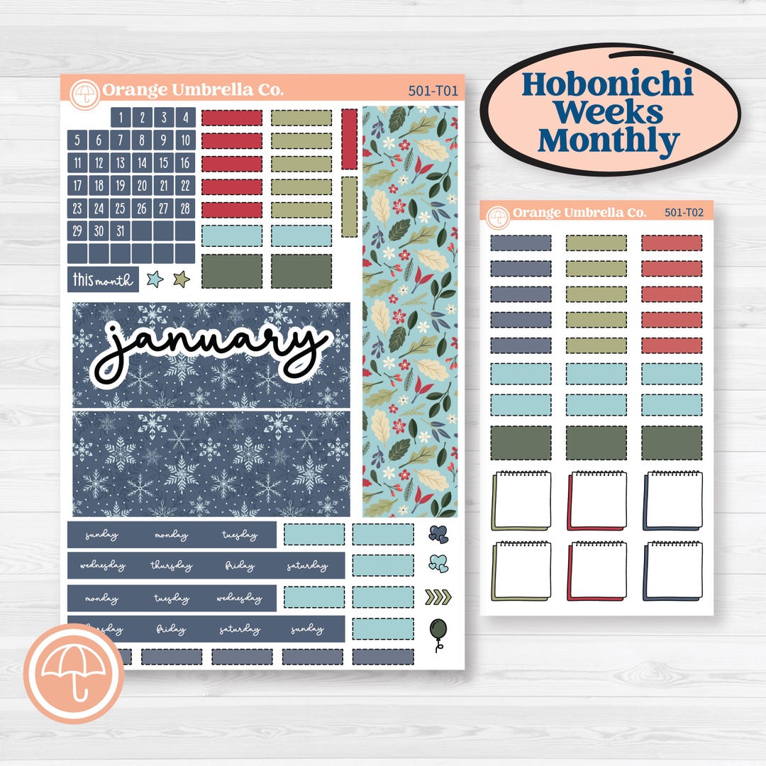Winter Snowflake Kit | Hobonichi Weeks Monthly Planner Kit Stickers ...
