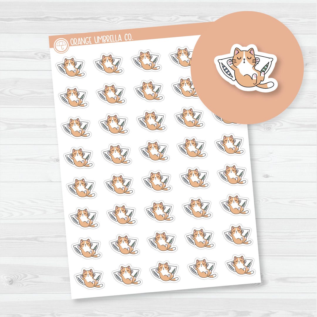 Spazz Cat Napping Planner Stickers, Spazzy Cat Stickers, OUC Cat Mascot ...