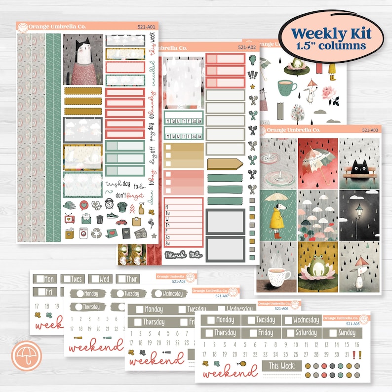 Rainy Day | Weekly Sticker Kit for Vertical Planners Like Erin Condren ...