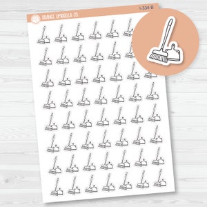 Broom and Dustpan Icon Planner Stickers, Icon Chore Labels, Cleaning Icon Stickers (I-334-B)