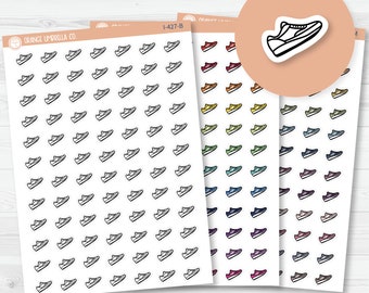 Walk Exercise Icons | Hand Doodled Gym Shoes Planner Stickers | I-427