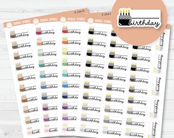 Birthday Fill In Cake & Candles Icon Script Planner Stickers | F16 | E-244