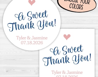 A Sweet Thank You Favor Stickers | Wedding Favor Sticker | Glossy Favor Stickers | 429-WH