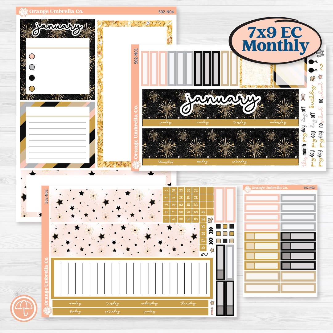 New Year’s Day Kit | 7x9 Erin Condren Life Planner Monthly & Dashboard ...