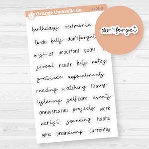 Dashboard Headers Script Planner Stickers | F17 | B-109-B