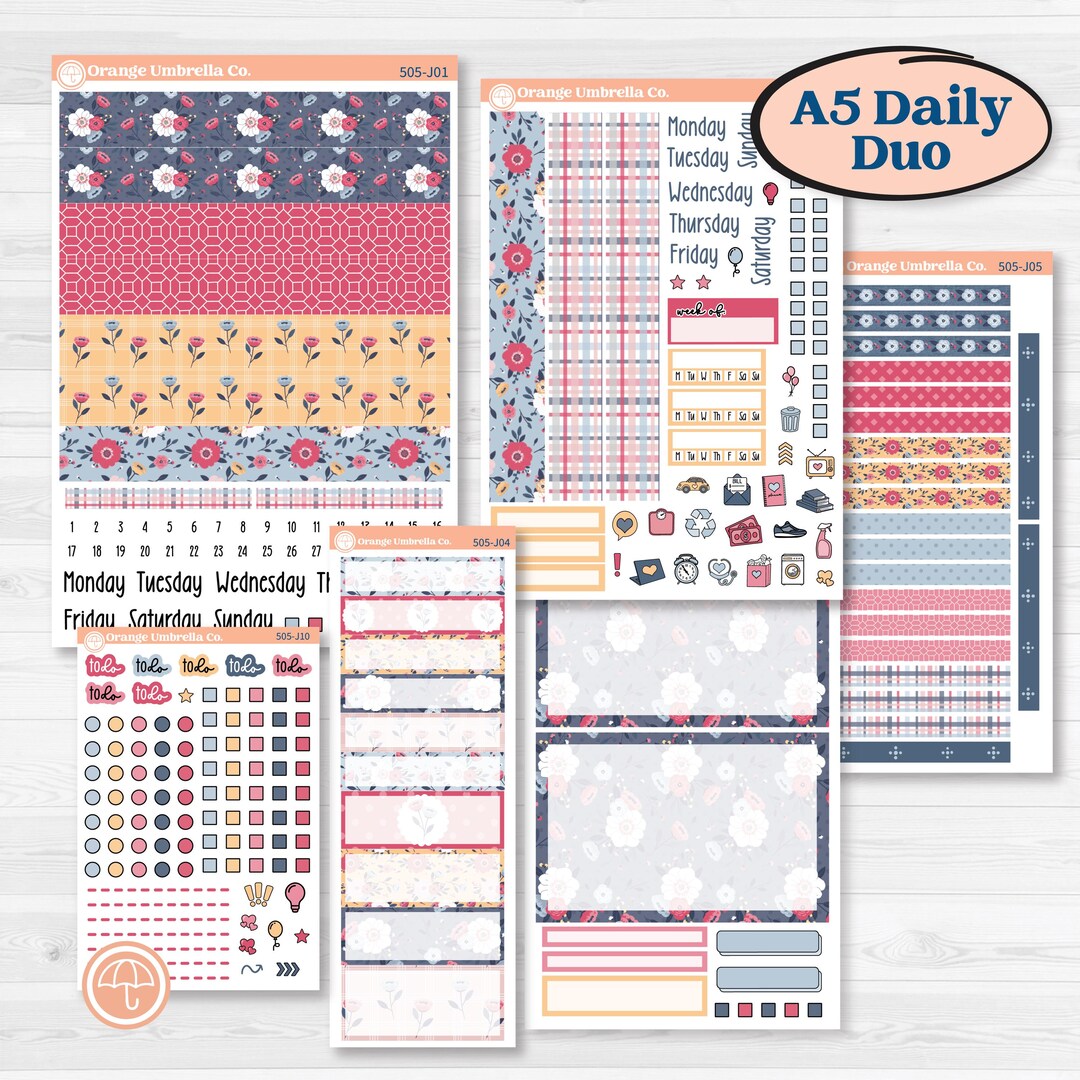 Cheerful Floral Kit | A5 Daily Duo Planner Kit Stickers | Beatriz | KIT ...