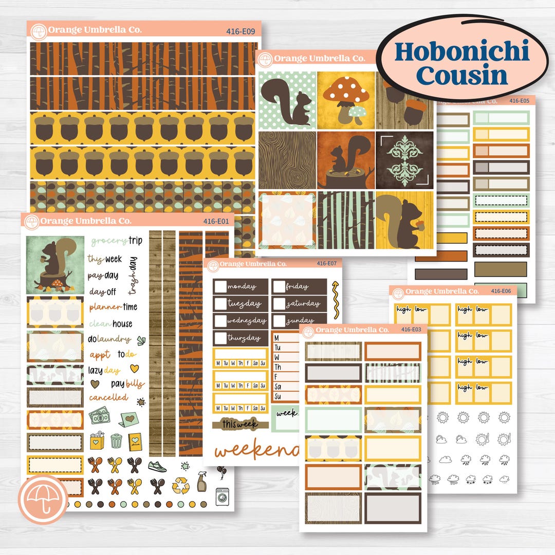 Woodland Cottage Core Stickers | Hobonichi Cousin Weekly & Daily ...