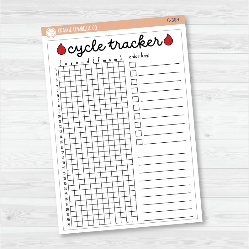 Suivi de cycle en pixels | Tableau de bord pleine page avec début en janvier ou juillet | Stickers décoratifs pour agenda, formats A5 et 7x9 | C-388-389 July start A5