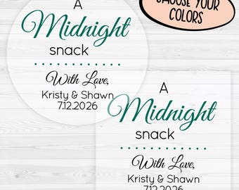 Midnight Snack Wedding Sticker | Wedding Favor Stickers | Cake Box Wedding Labels | 135-C