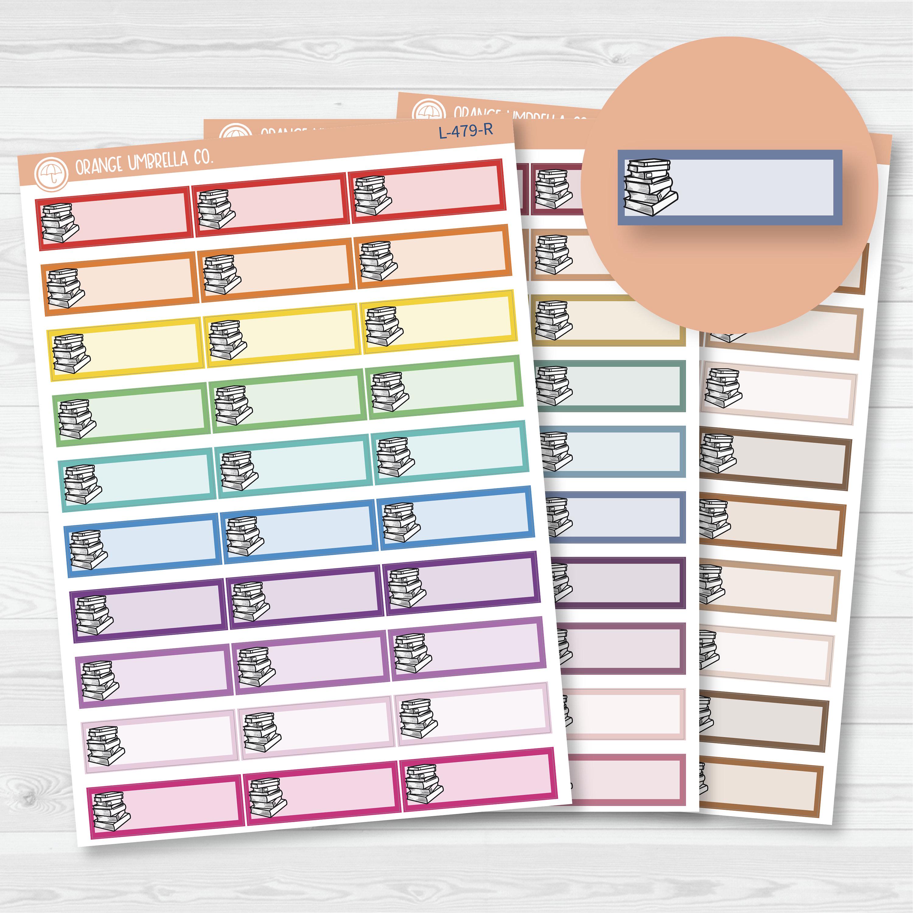 Book Stack / Reading Tracker Color Label & Icon Planner Stickers | L ...
