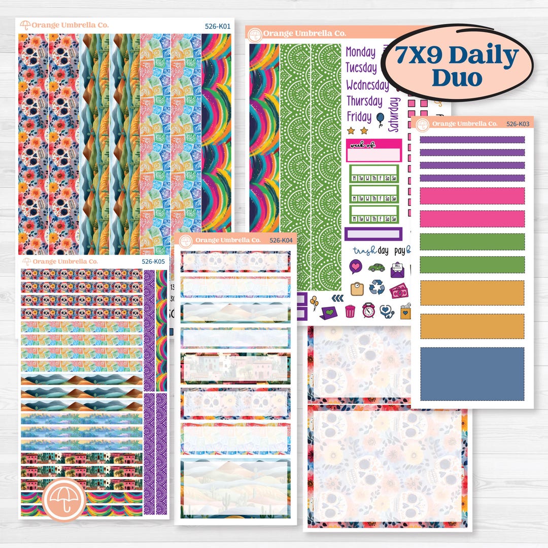 Cinco De Mayo Kit | 7x9 Erin Condren Daily Duo Planner Kit Stickers ...