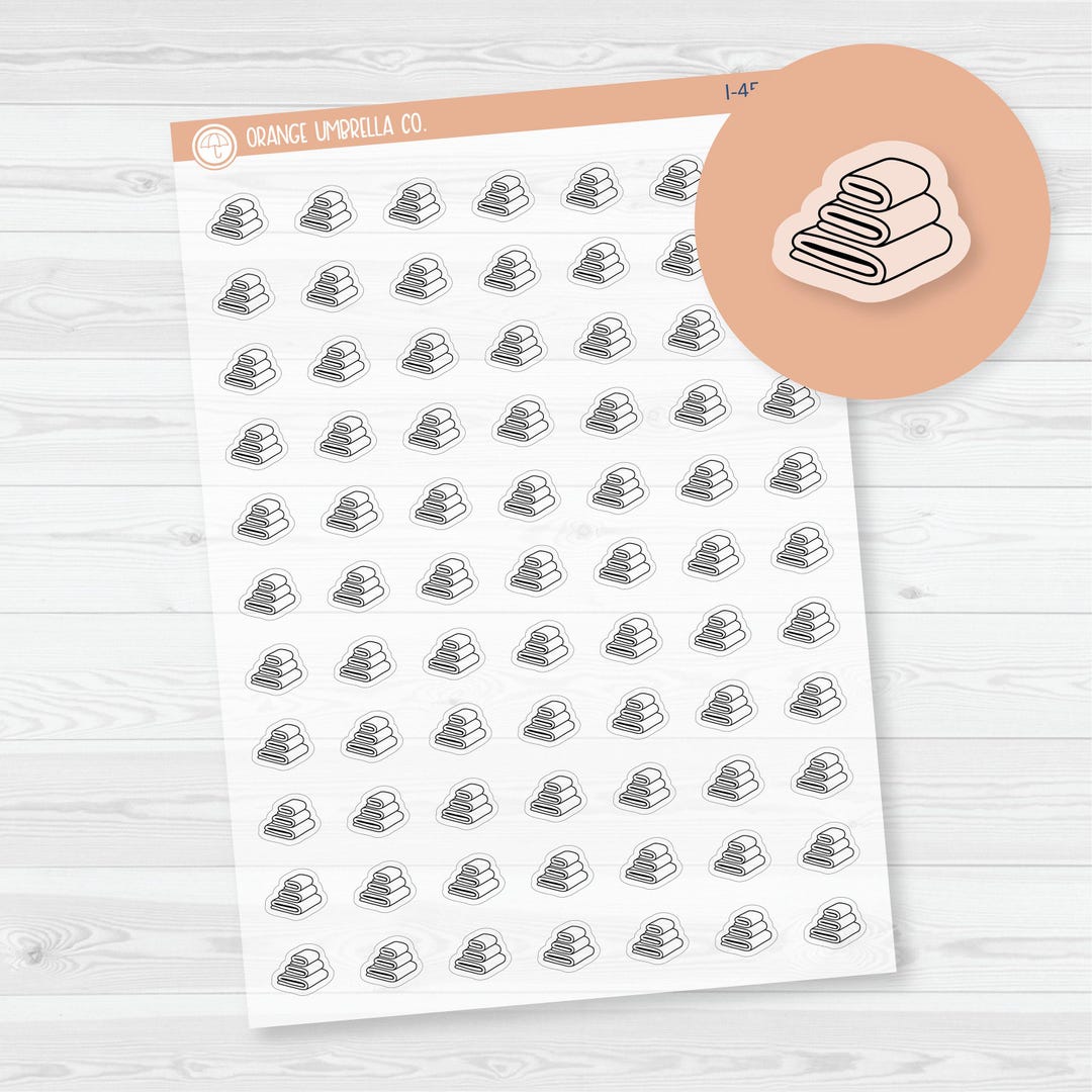 Towel Icons | Hand Doodled Laundry Planner Stickers and Labels | Clear ...