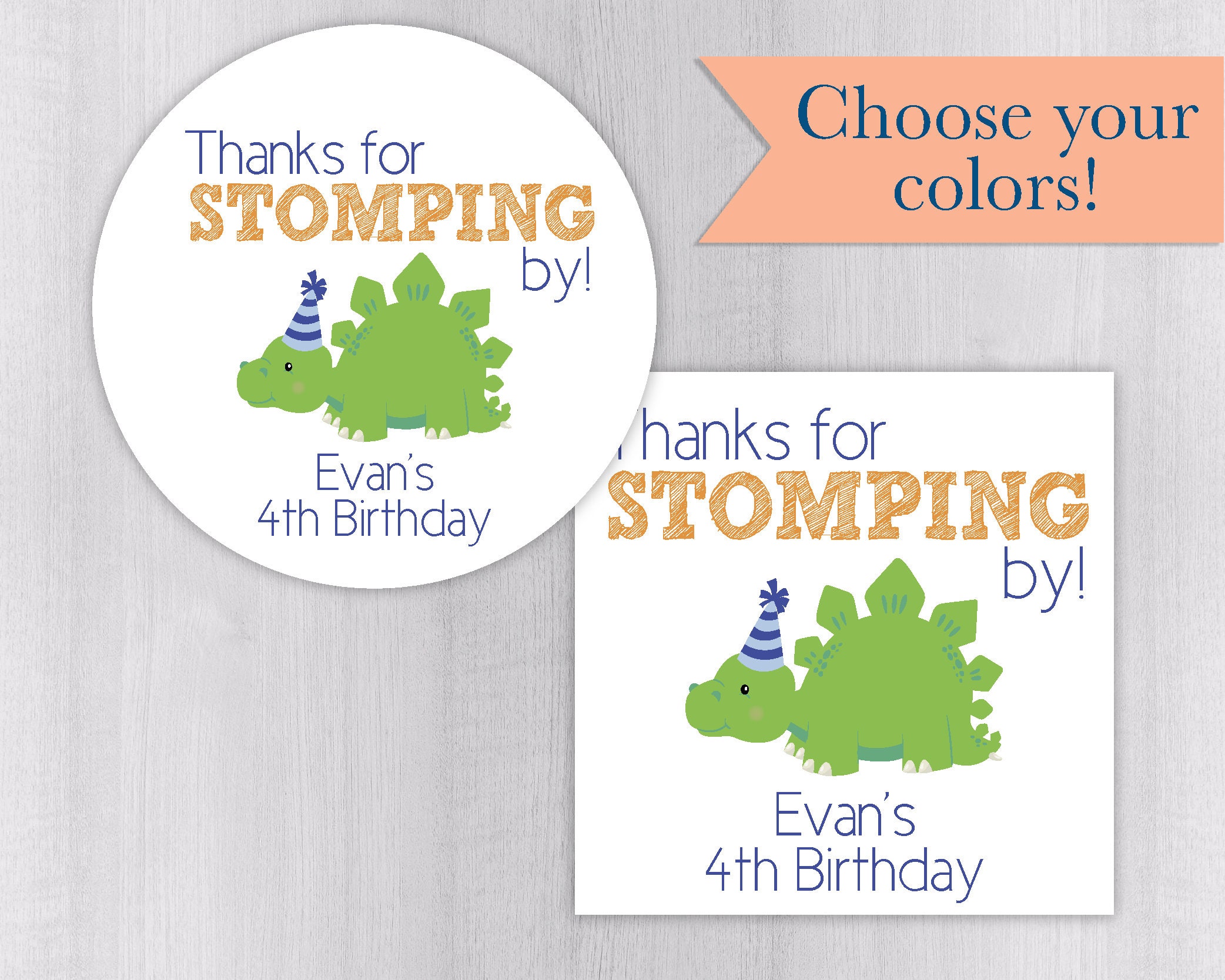 Thanks for Stomping by Birthday Stickers Dinosaur Birthday - Etsy UK