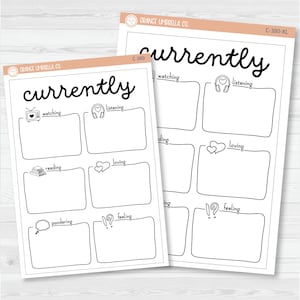 Currently Full Page Dashboard | A5 & 7x9 Deco Planner Stickers Planner Stickers | C-380