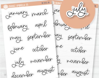 Month Name Planner Stickers - 7x9 Plum Monthly | FC12 Script | B-551-B