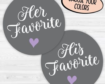 His Favorite Her Favorite Wedding Stickers | Favorites Wedding Favor Stickers | Wedding Favor Bag Sticker | 419-SS