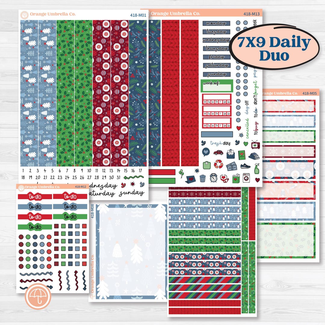 Playful Winter Kit | 7x9 Erin Condren Daily Duo Planner Kit Stickers ...