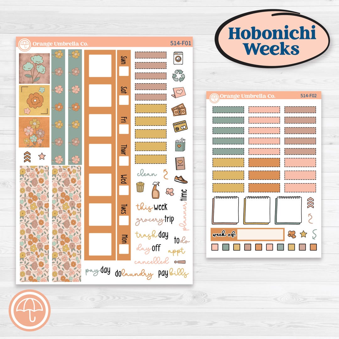 Early Spring Florals | Hobonichi Weeks Weekly Planner Kit Stickers ...