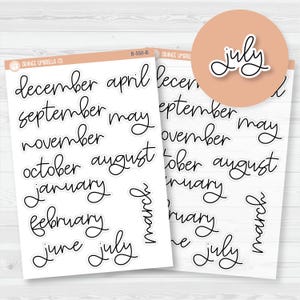 Month Name Stickers - Hobonichi Cousin & A5 ECLP Monthly Planner Stickers | FC12 Script | B-550-B