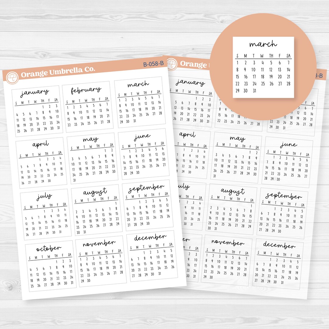 B-058 - Etsy Bild & Inspiration 2026 Mini Calendar Planner Stickers