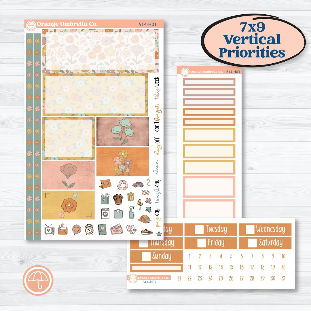 Early Spring Florals | Plum Vertical Priorities 7x9 Planner Kit ...