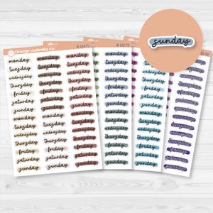 Journaling Date Cover Stickers | Script Day Labels | F17 | B-152