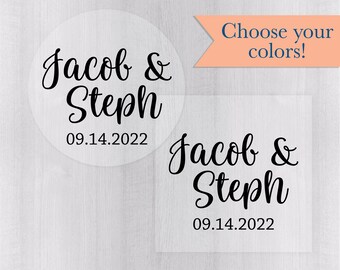 Wedding Stickers, Clear Transparent Names and Date Wedding Sticker, Wedding Date Stickers, Wedding labels (#225-C)