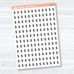 Dollar Sign Icons | Finance Planner Stickers | I-161 Black
