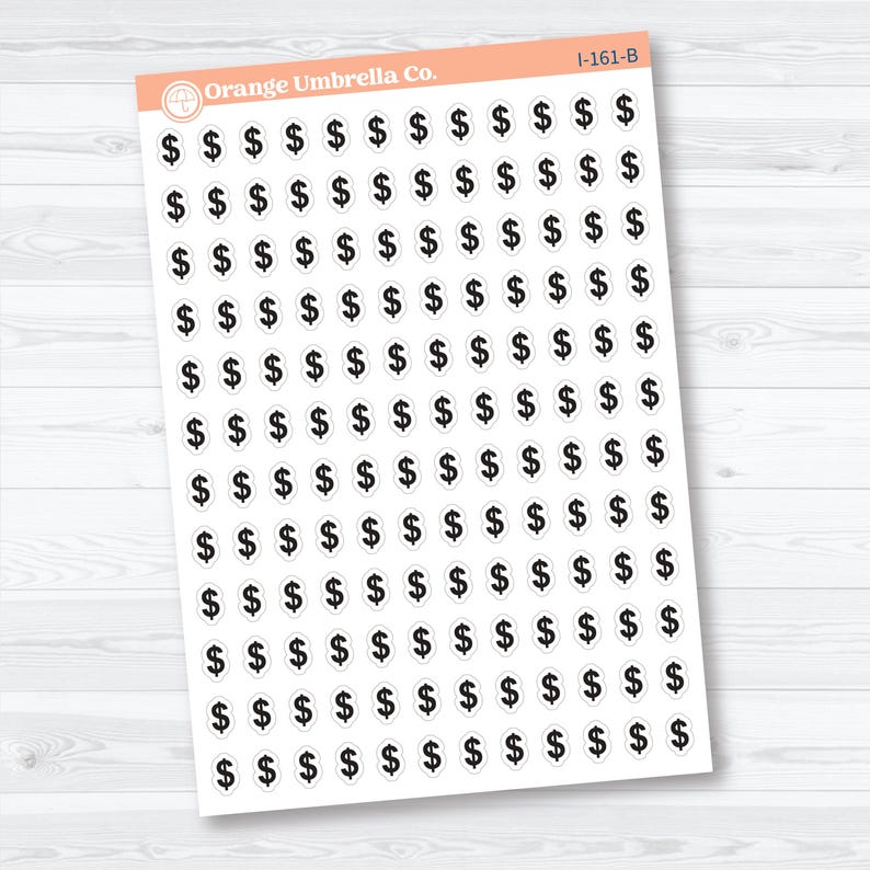 Dollar Sign Icons | Finance Planner Stickers | I-161 Black