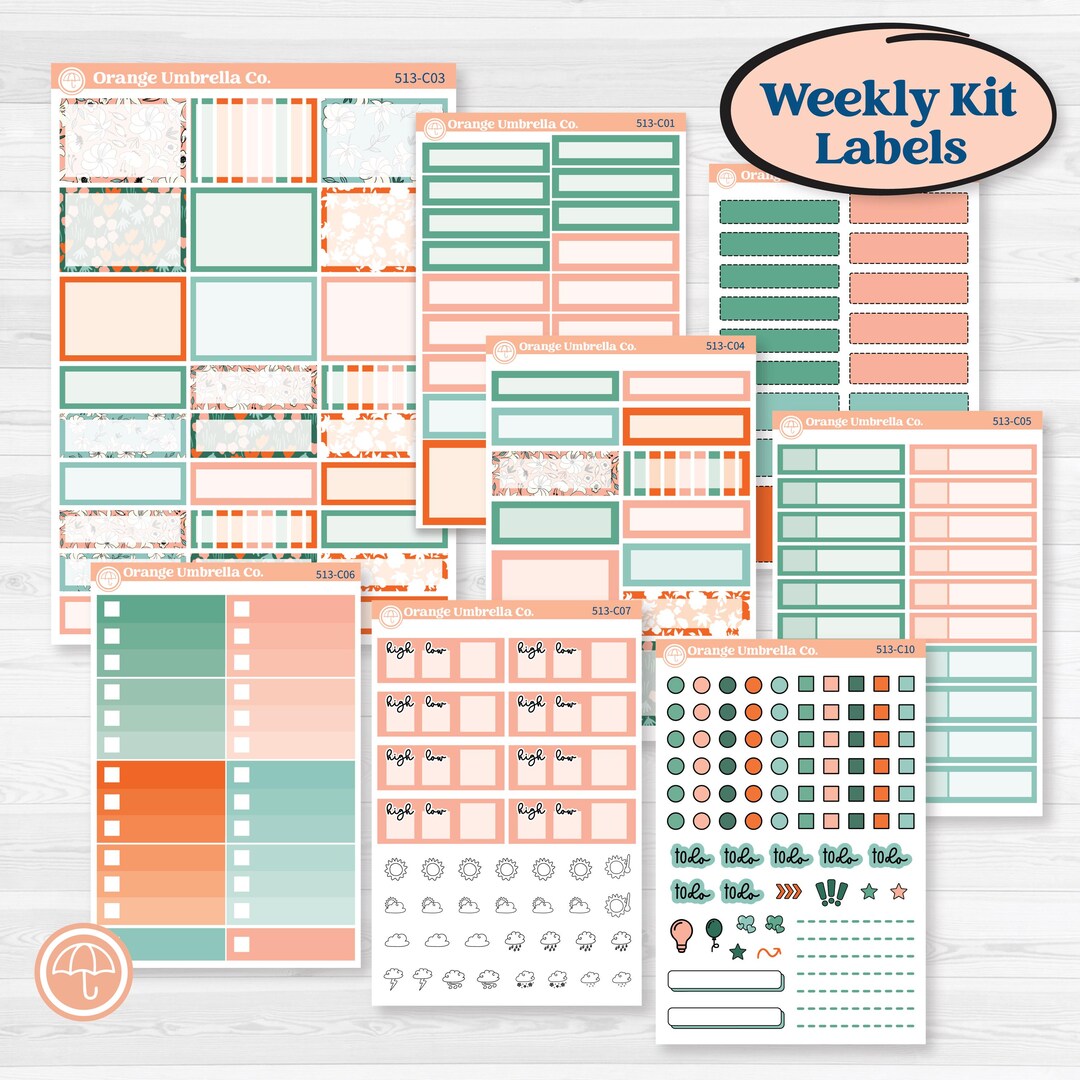 Playful March Florals | Weekly Add-on Labels Planner Kit Stickers ...