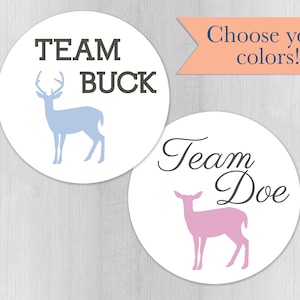 Gender Reveal Party Stickers, Deer Gender Reveal Stickers, Team Buck, Team Doe Stickers, Choose Your Size (#361-WH)
