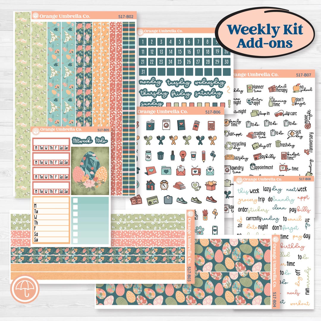 Easter Spring Kit | Weekly Add-on Planner Kit Stickers | Easter Basket ...