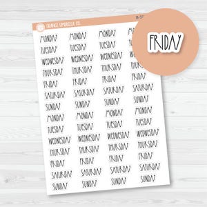Hobonichi Cousin Day Of Week Header Script Planner Stickers | FC12 Print | B-562-B