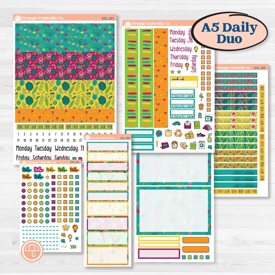 Tropical Island Jungle | A5 Daily Duo Planner Kit Stickers | Polynesia ...