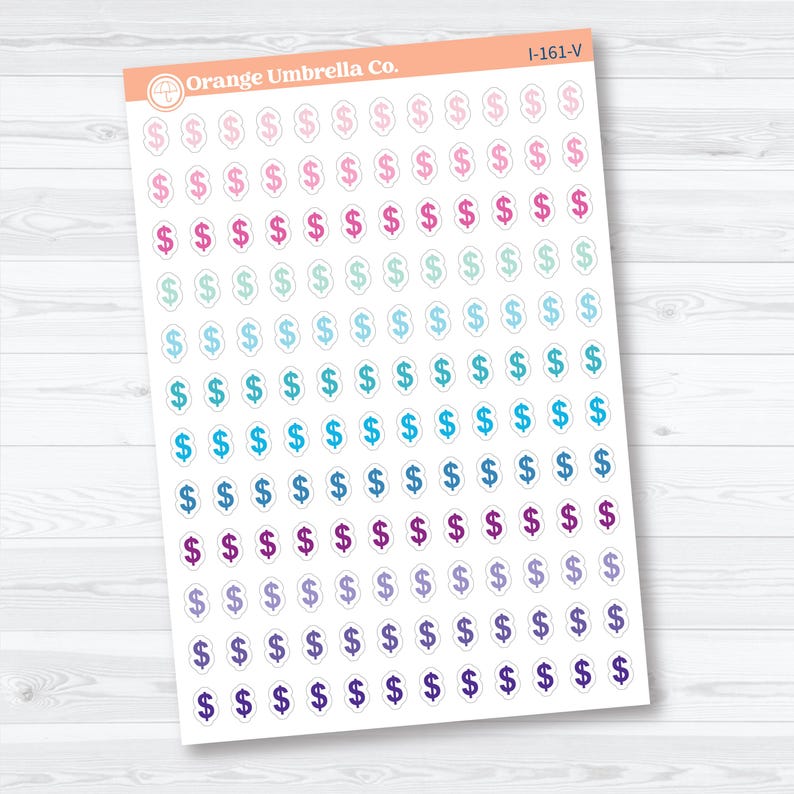 Dollar Sign Icons | Finance Planner Stickers | I-161 Vibrant