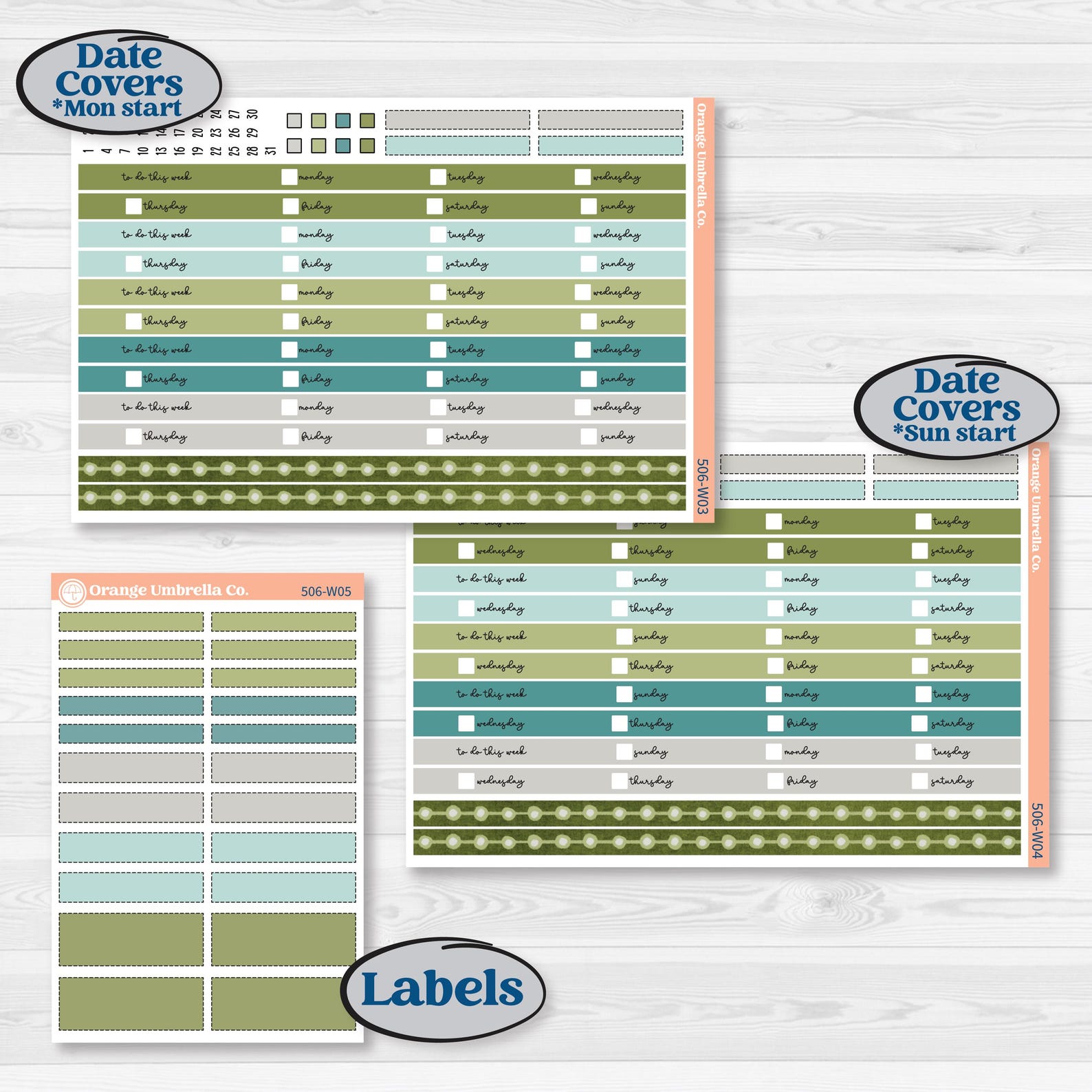 Soft Blue Florals Kit | Laurel Denise Scout Large Planner Kit Stickers ...
