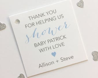 Thanks for Helping Us Shower Tags, Baby Shower Favor Tags, Baby Shower Hang Tags  (SQ-079)
