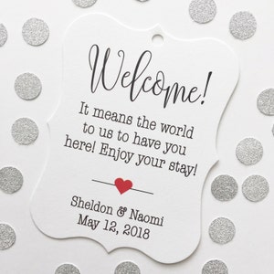 Destination Wedding Tags, Hotel Bag Tags, Welcome Wedding Tags, Custom Favor Tags (EC-184)